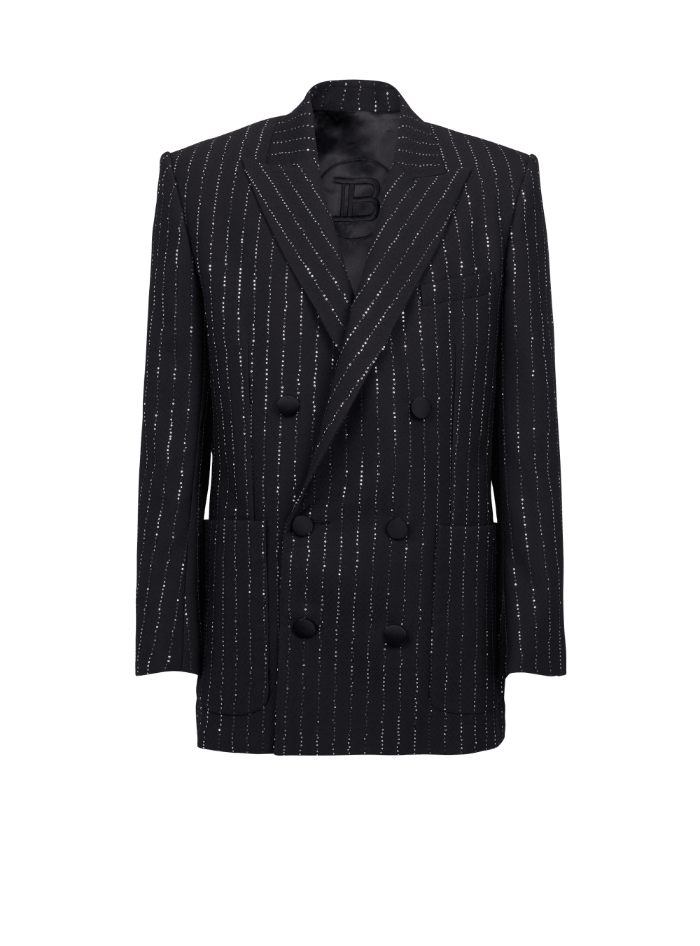 Men\'s Balmain Blazer With Sequin Stripes Blazers Black | USA 7JePdViF