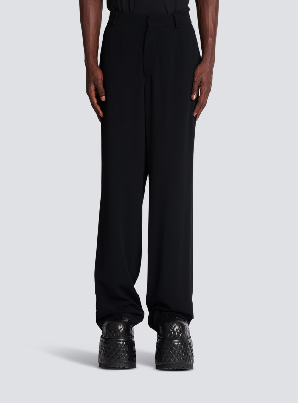 Men's Balmain Casual Crepe Trousers Black | USA LZQ050DV