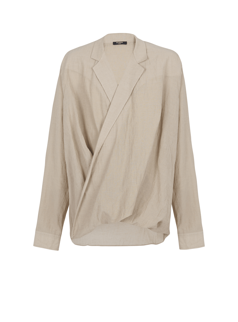 Men\'s Balmain Cotton And Linen Draped Shirts Beige | USA S3J8RPgM