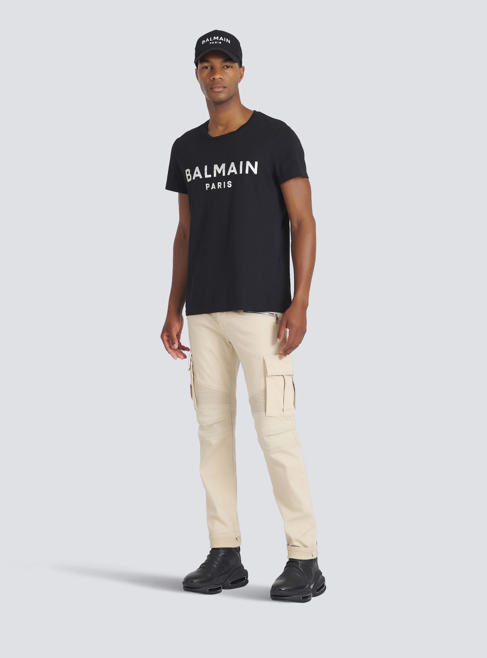 Men's Balmain Cotton Cargo Trousers Beige | USA lVkG5vYu