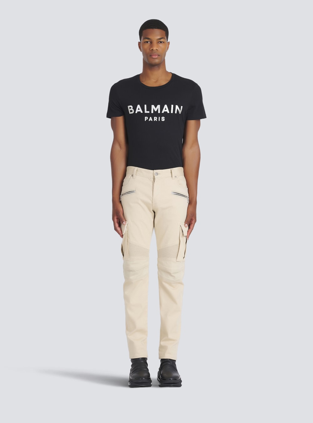 Men's Balmain Cotton Cargo Trousers Beige | USA lVkG5vYu