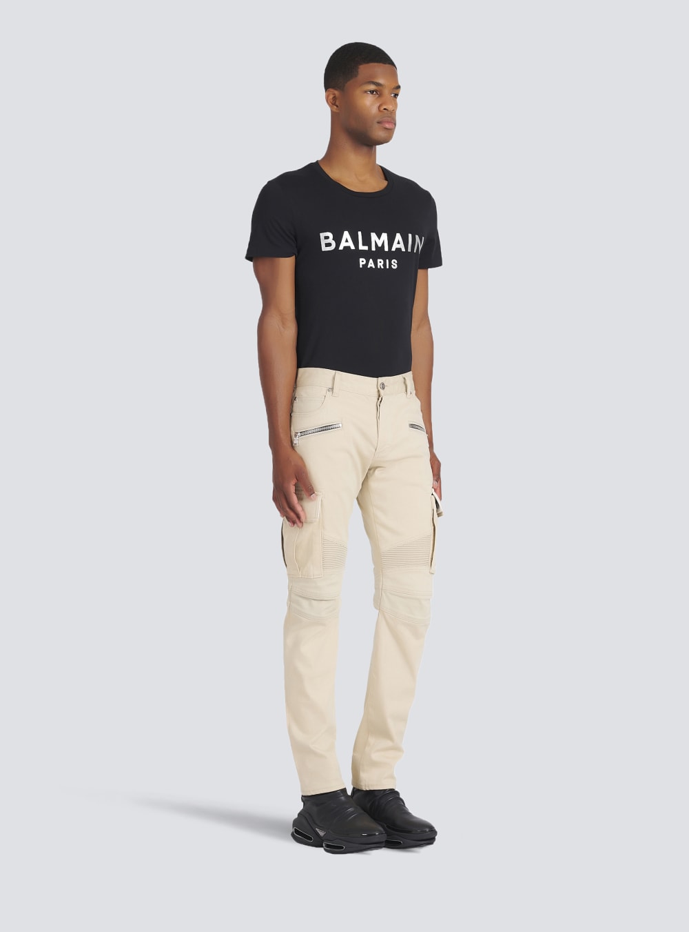 Men's Balmain Cotton Cargo Trousers Beige | USA lVkG5vYu