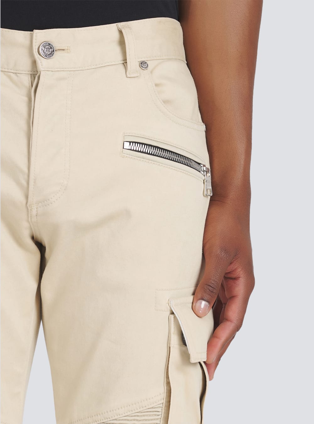 Men's Balmain Cotton Cargo Trousers Beige | USA lVkG5vYu