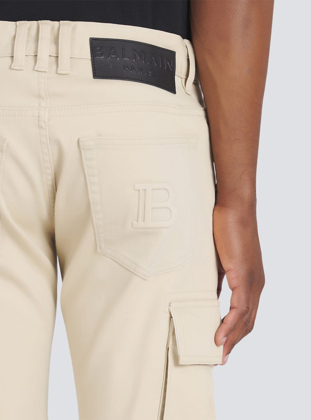 Men's Balmain Cotton Cargo Trousers Beige | USA lVkG5vYu