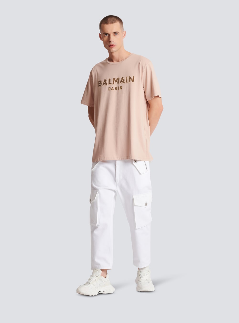 Men's Balmain Cotton Cargo Trousers White | USA kOWLLxxe