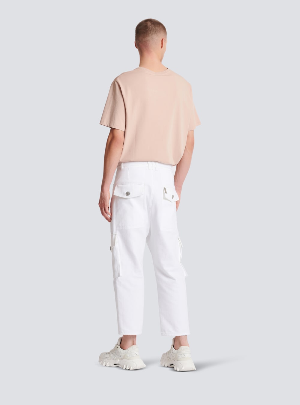 Men's Balmain Cotton Cargo Trousers White | USA kOWLLxxe