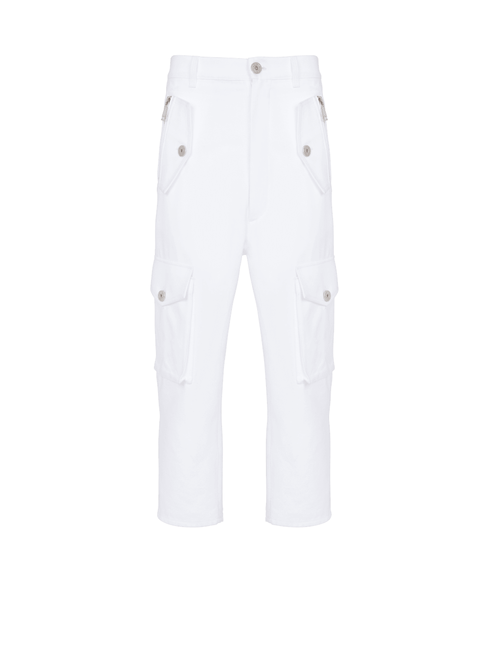 Men\'s Balmain Cotton Cargo Trousers White | USA kOWLLxxe