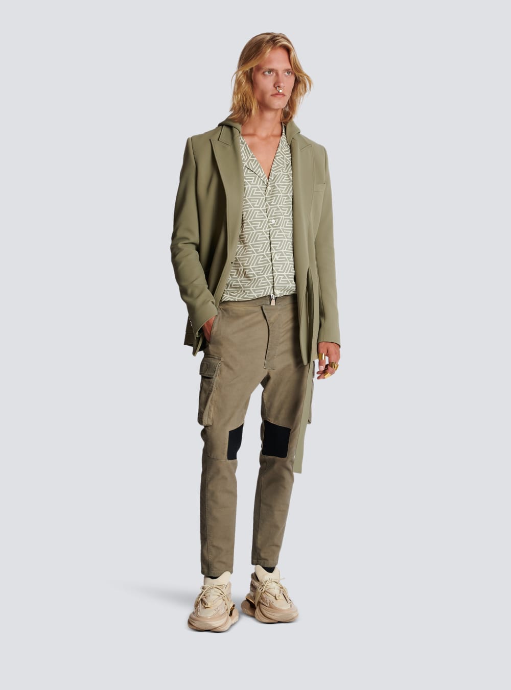 Men's Balmain Cotton Cargo With Inserts Trousers Khaki | USA fjkwFvp4