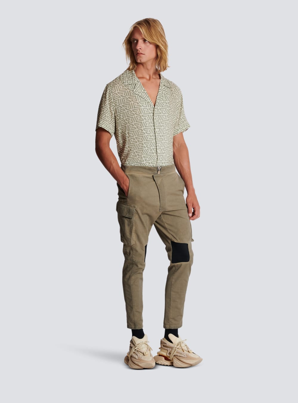 Men's Balmain Cotton Cargo With Inserts Trousers Khaki | USA fjkwFvp4