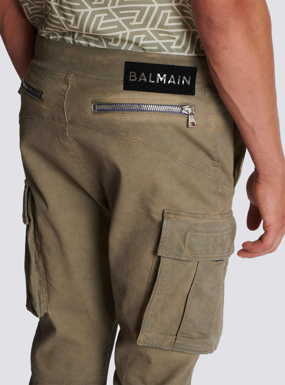 Men's Balmain Cotton Cargo With Inserts Trousers Khaki | USA fjkwFvp4