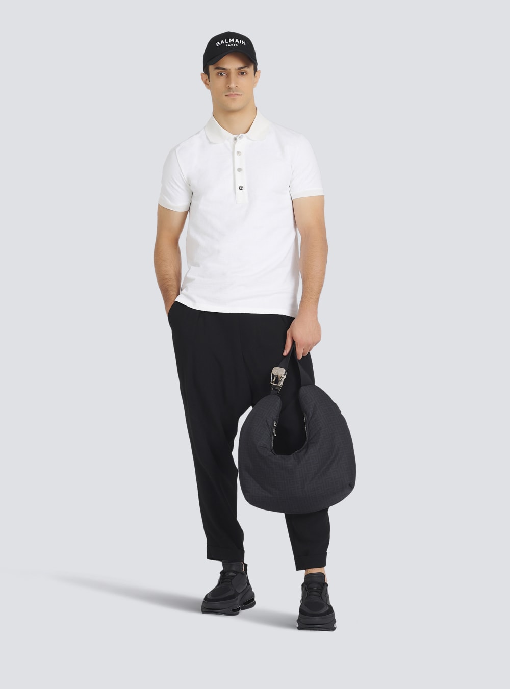 Men's Balmain Cotton Pique Polo Shirts White | USA BqzAWGiK