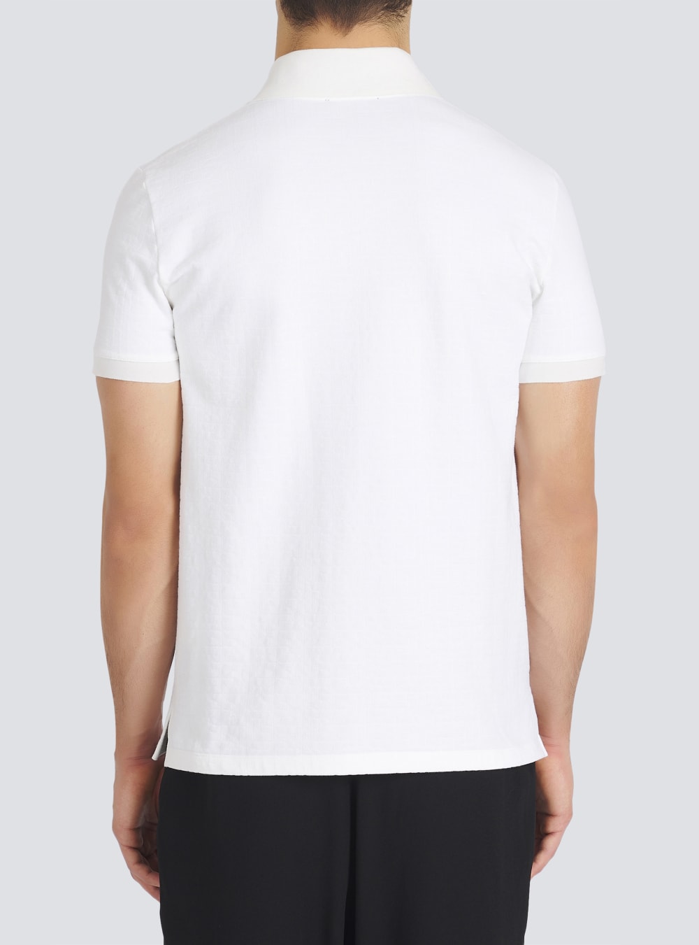 Men's Balmain Cotton Pique Polo Shirts White | USA BqzAWGiK