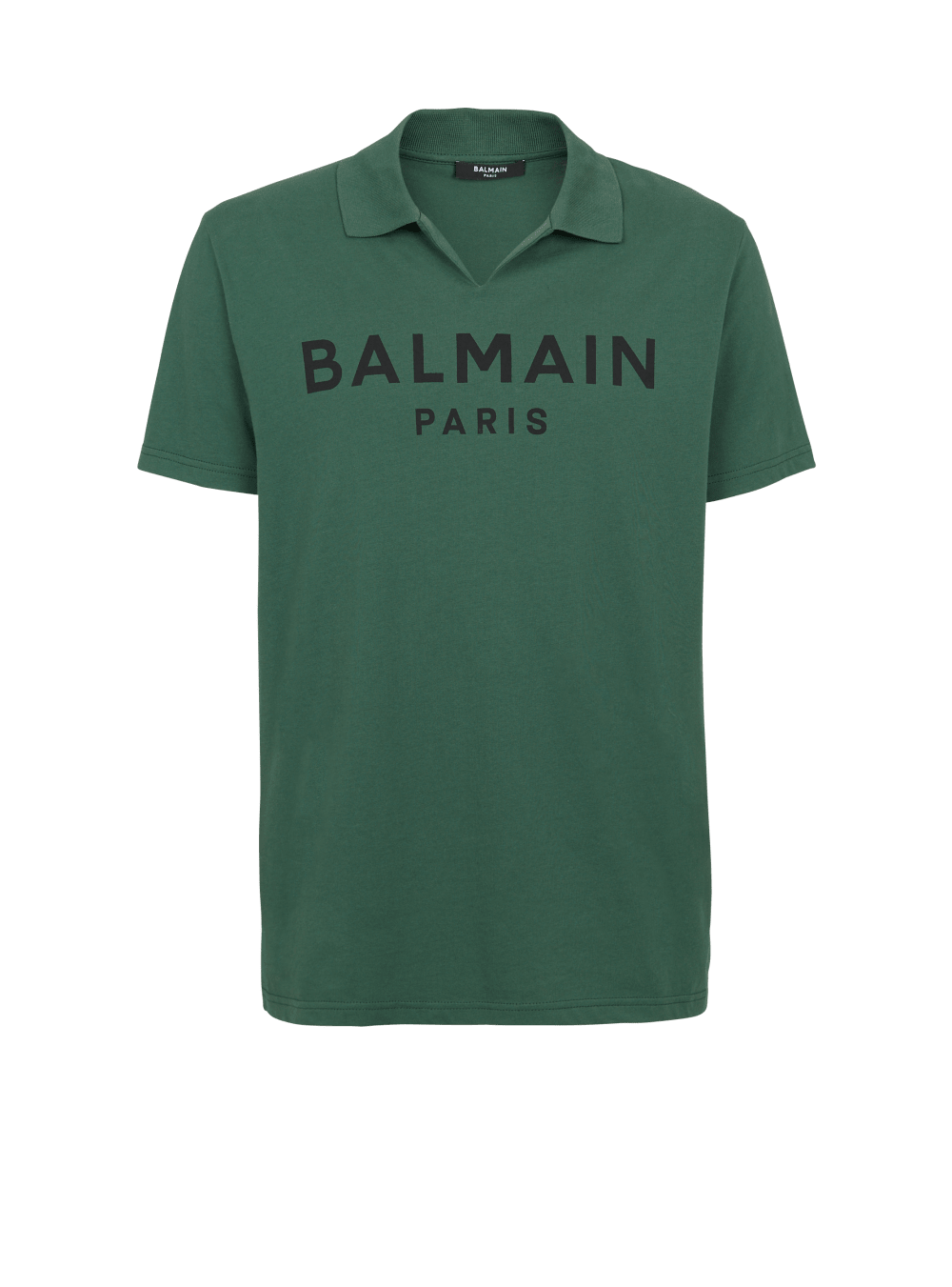 Men\'s Balmain Cotton Polo With Black Logo Print Shirts Green | USA 7VTWrARl