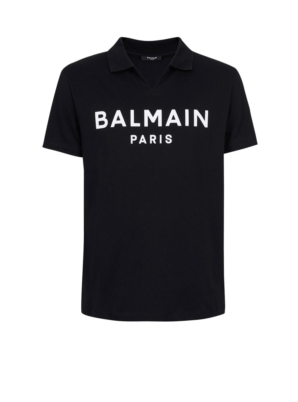 Men\'s Balmain Cotton Polo With Black Logo Print Shirts Black | USA UEA56eZB