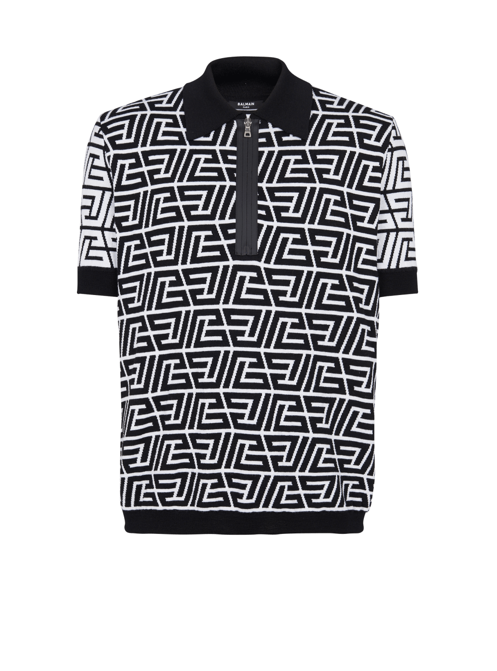 Men\'s Balmain Cotton Polo With Pyramid Monogram Shirts Black | USA paTqZcqQ