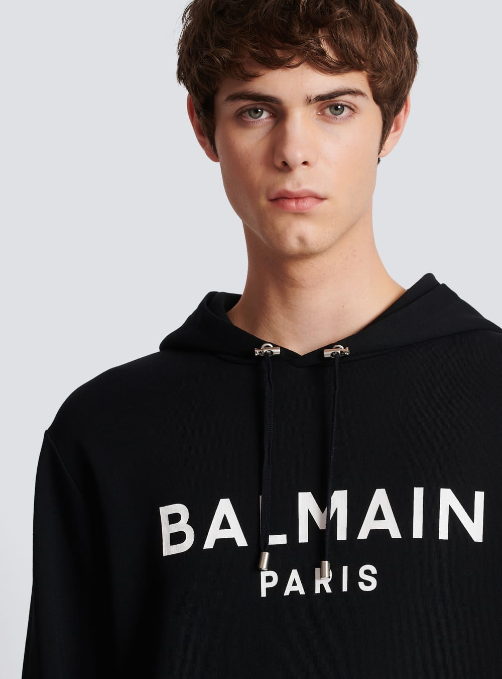 Men's Balmain Cotton Printed Logo Sweatshirts Black | USA mxnp6yCK