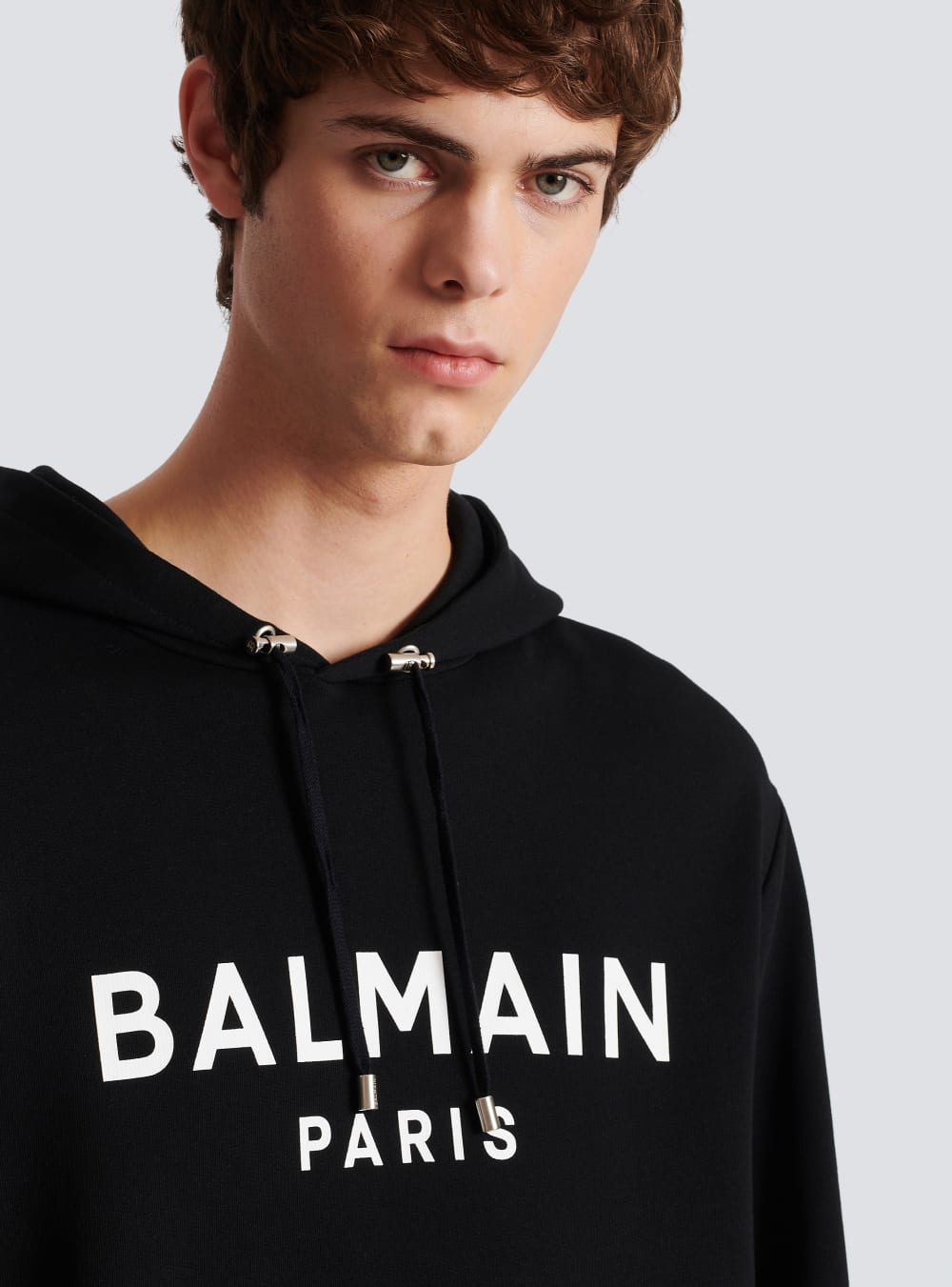 Men's Balmain Cotton Printed Logo Sweatshirts Black | USA mxnp6yCK