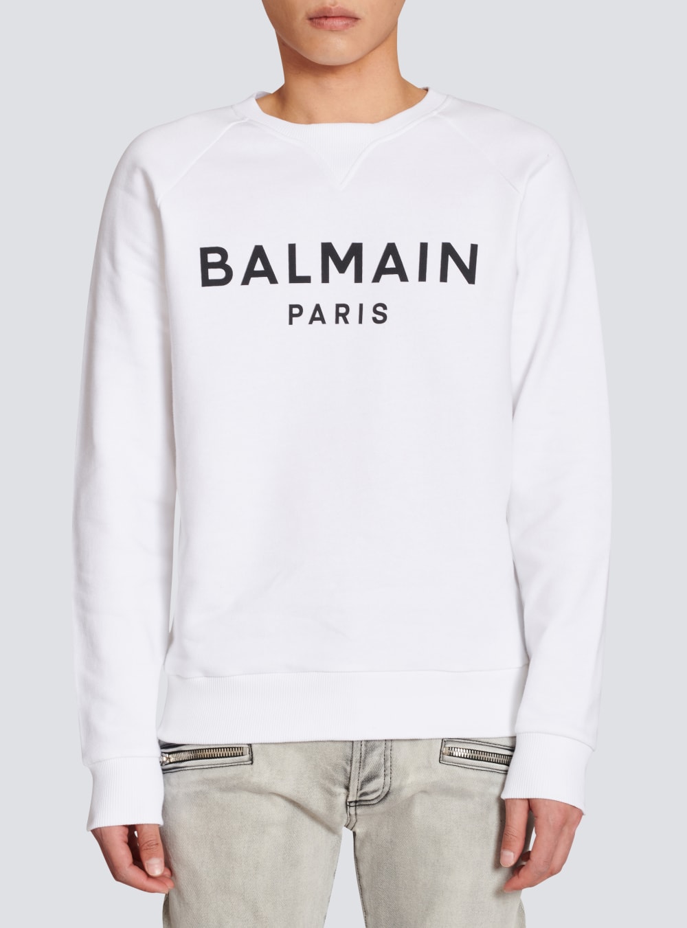 Men's Balmain Cotton Printed Logo Sweatshirts White | USA uJxeWcYK