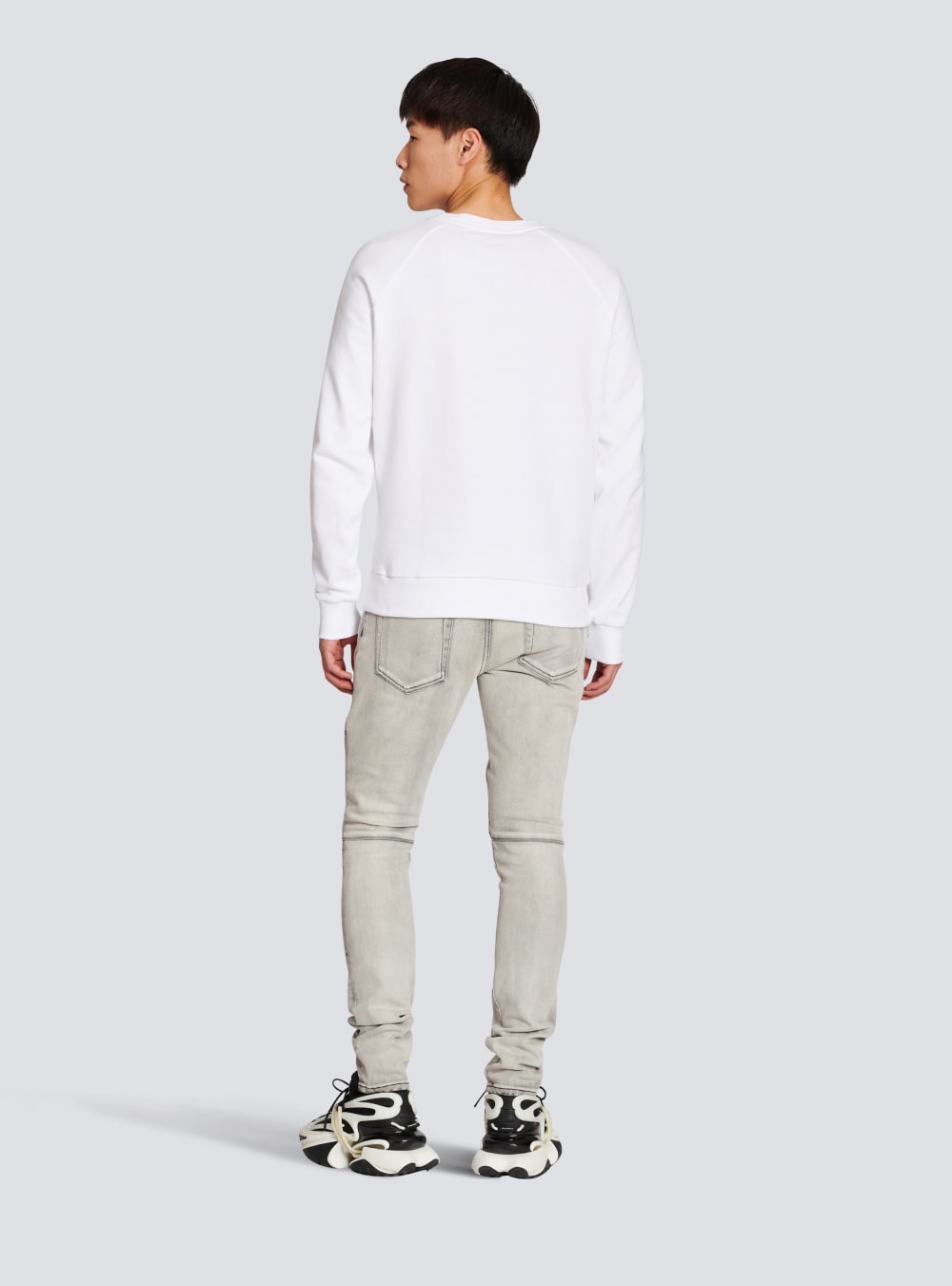 Men's Balmain Cotton Printed Logo Sweatshirts White | USA uJxeWcYK