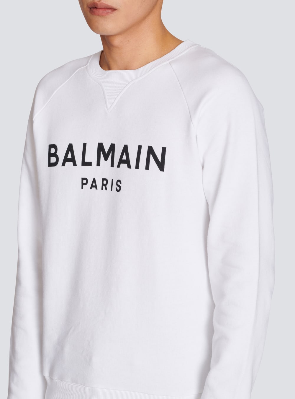 Men's Balmain Cotton Printed Logo Sweatshirts White | USA uJxeWcYK