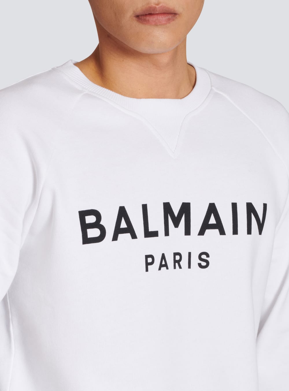 Men's Balmain Cotton Printed Logo Sweatshirts White | USA uJxeWcYK