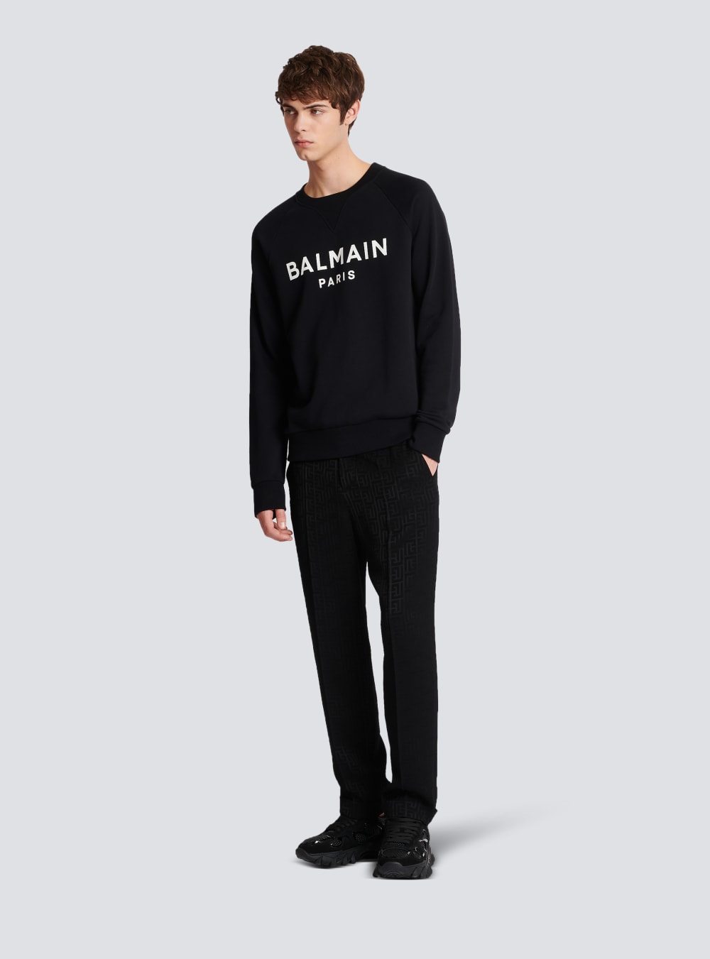 Men's Balmain Cotton Printed Logo Sweatshirts Black | USA xr8v7kk8