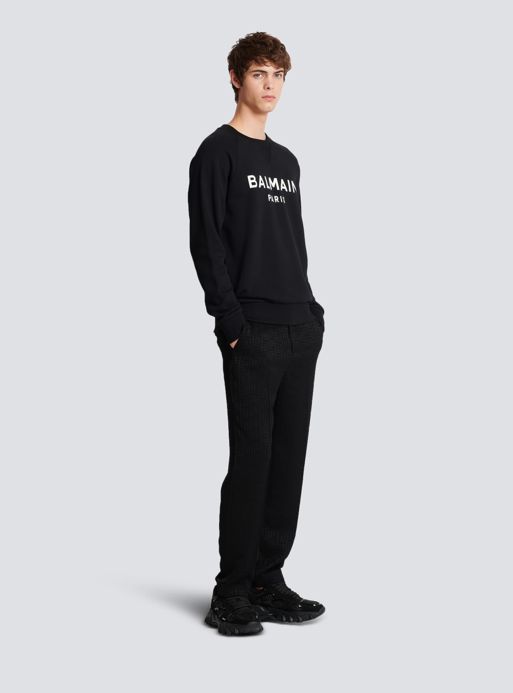 Men's Balmain Cotton Printed Logo Sweatshirts Black | USA xr8v7kk8