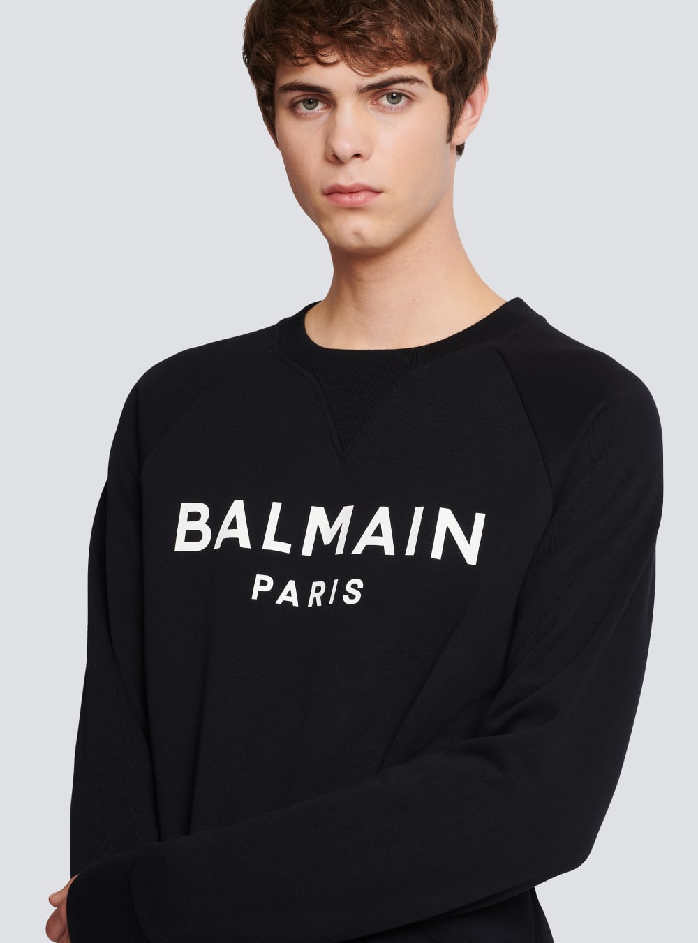 Men's Balmain Cotton Printed Logo Sweatshirts Black | USA xr8v7kk8