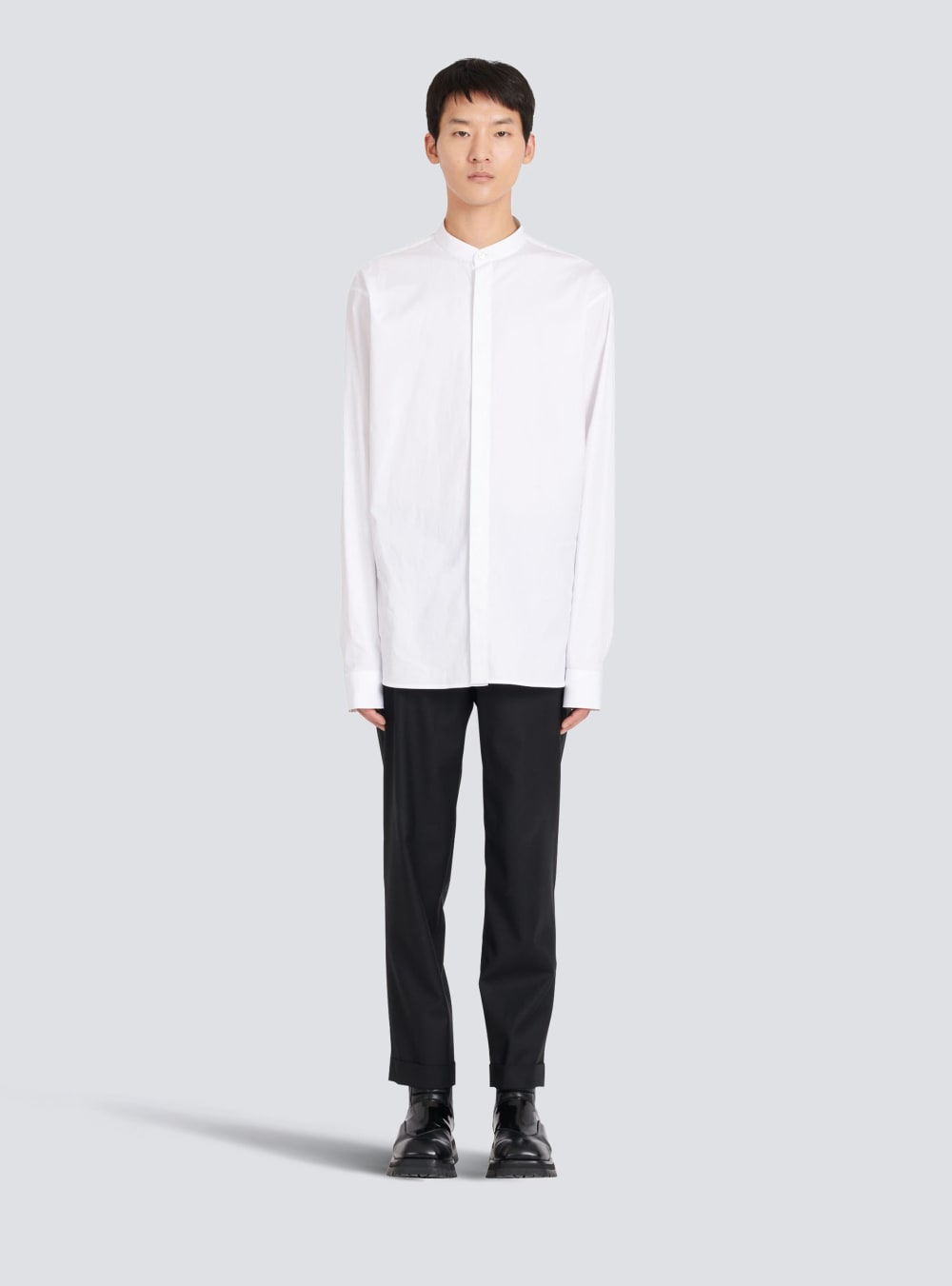 Men's Balmain Cotton Shirts White | USA wWHns08t