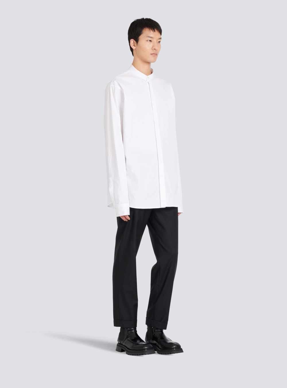 Men's Balmain Cotton Shirts White | USA wWHns08t