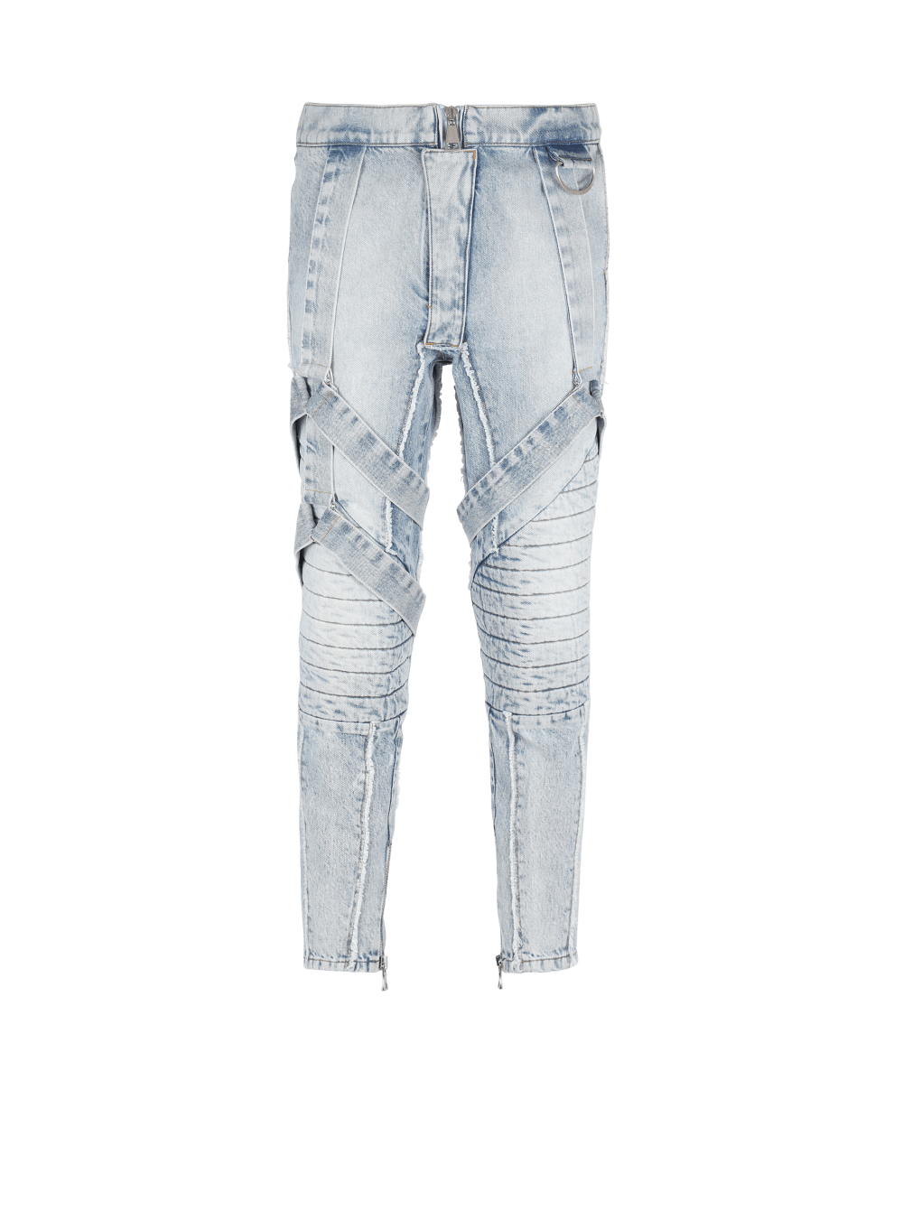 Men\'s Balmain Cotton Slim-fit With Straps Jeans Blue | USA CnbsoFK9