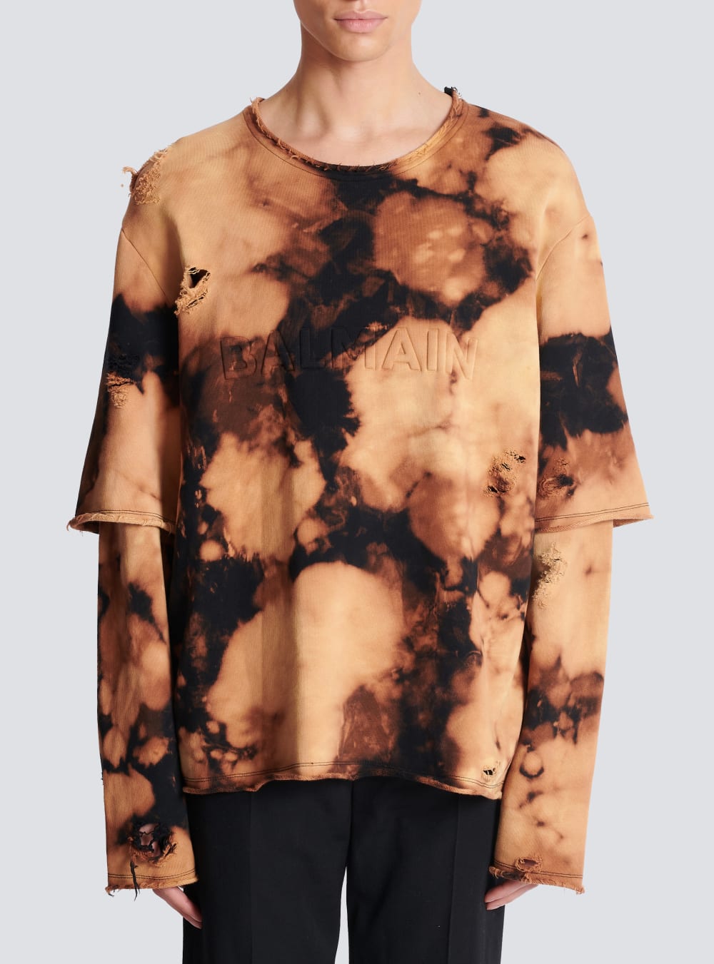 Men's Balmain Cotton With Burnt Print T Shirts Brown | USA KVLr8PYX