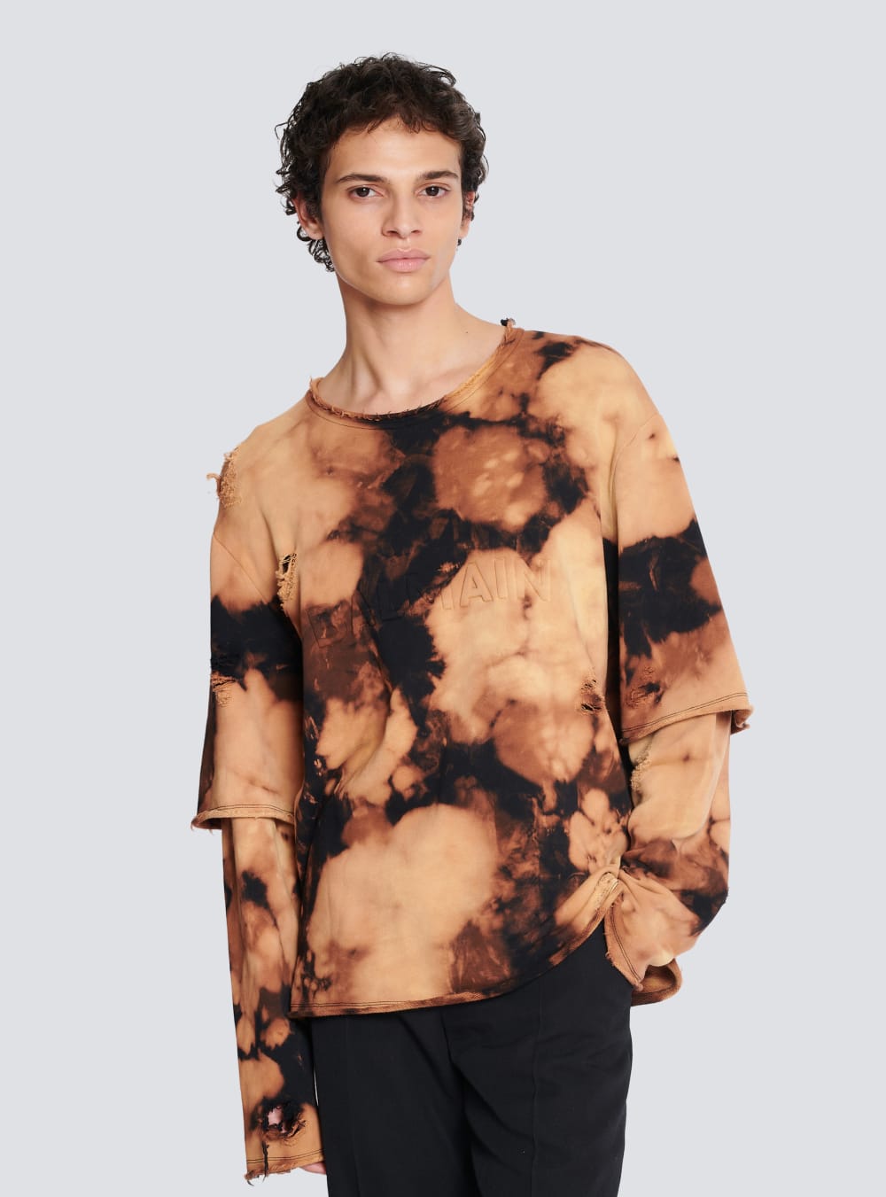 Men's Balmain Cotton With Burnt Print T Shirts Brown | USA KVLr8PYX