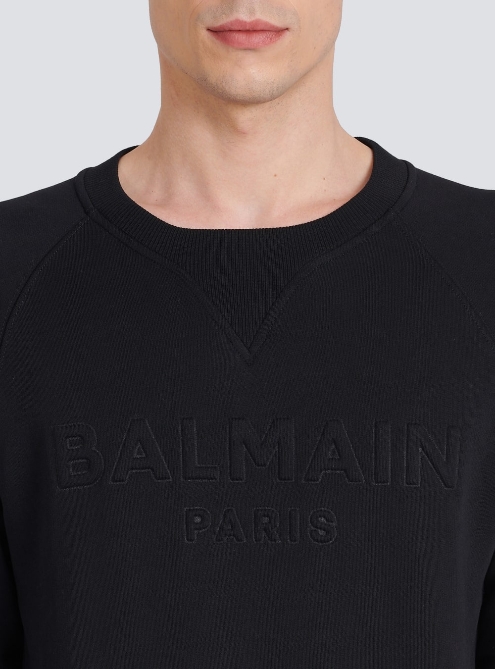 Men's Balmain Cotton With Embossed Logo Sweatshirts Black | USA jyLZYrSx