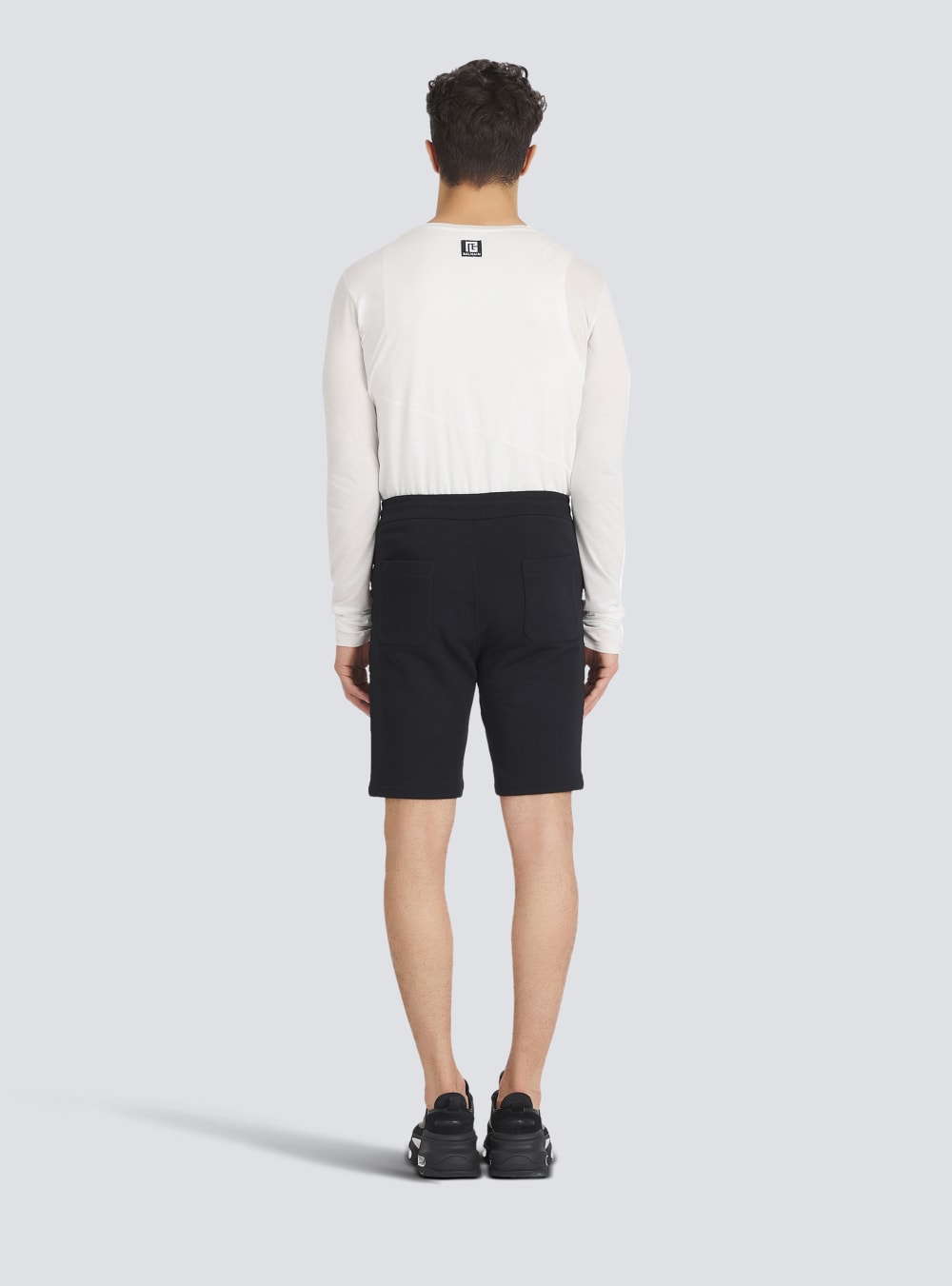 Men's Balmain Cotton With Embossed Logo Shorts Black | USA k8MyIUBh