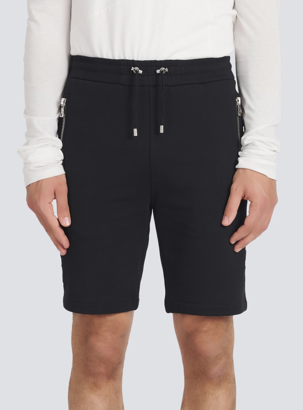 Men's Balmain Cotton With Embossed Logo Shorts Black | USA k8MyIUBh