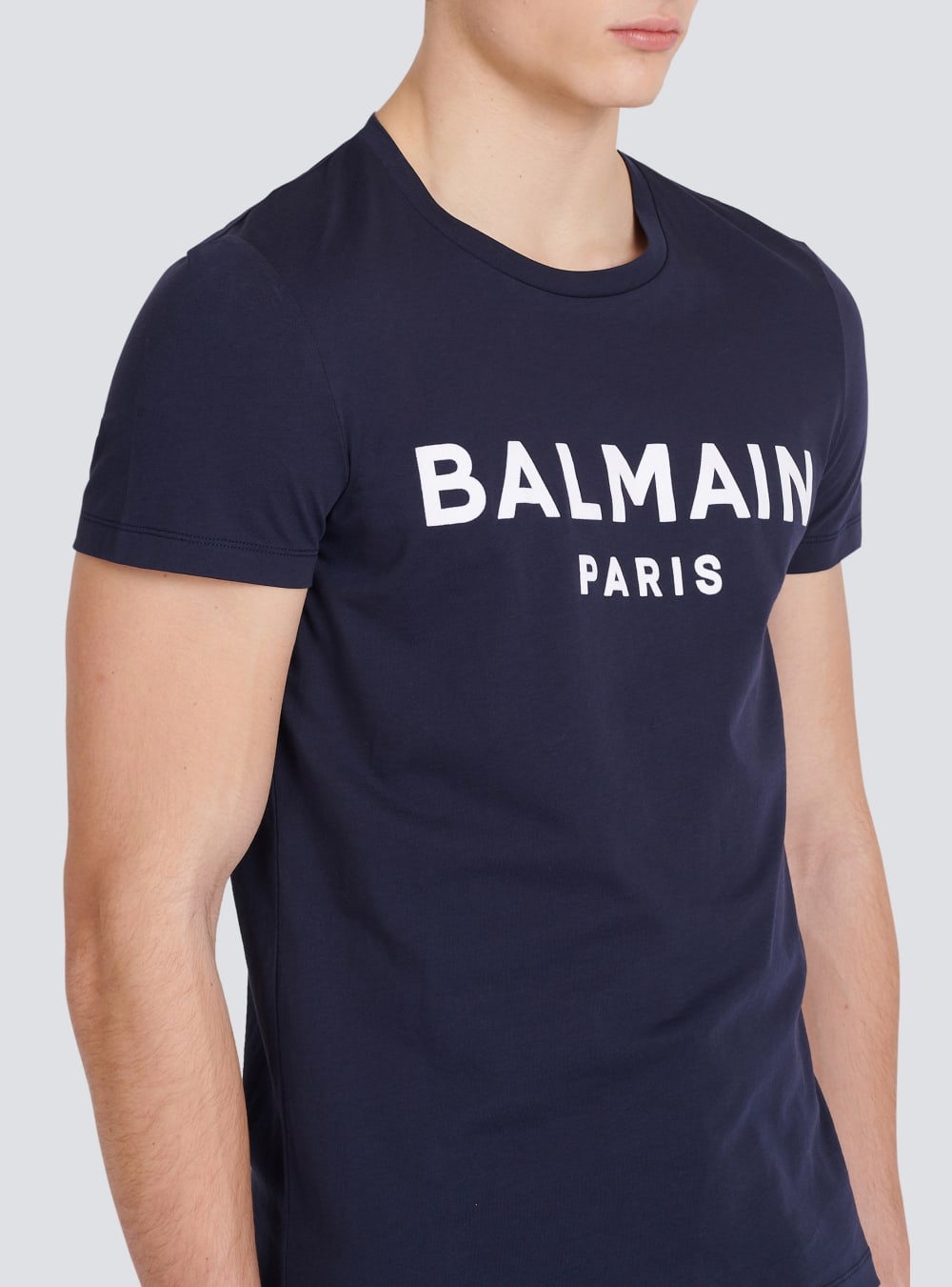 Men's Balmain Cotton With Flocked Medallion T Shirts Navy | USA axOKUbP8