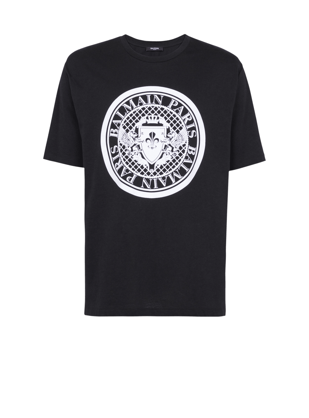 Men\'s Balmain Cotton With Flocked Medallion T Shirts Black | USA e9YX6cFH