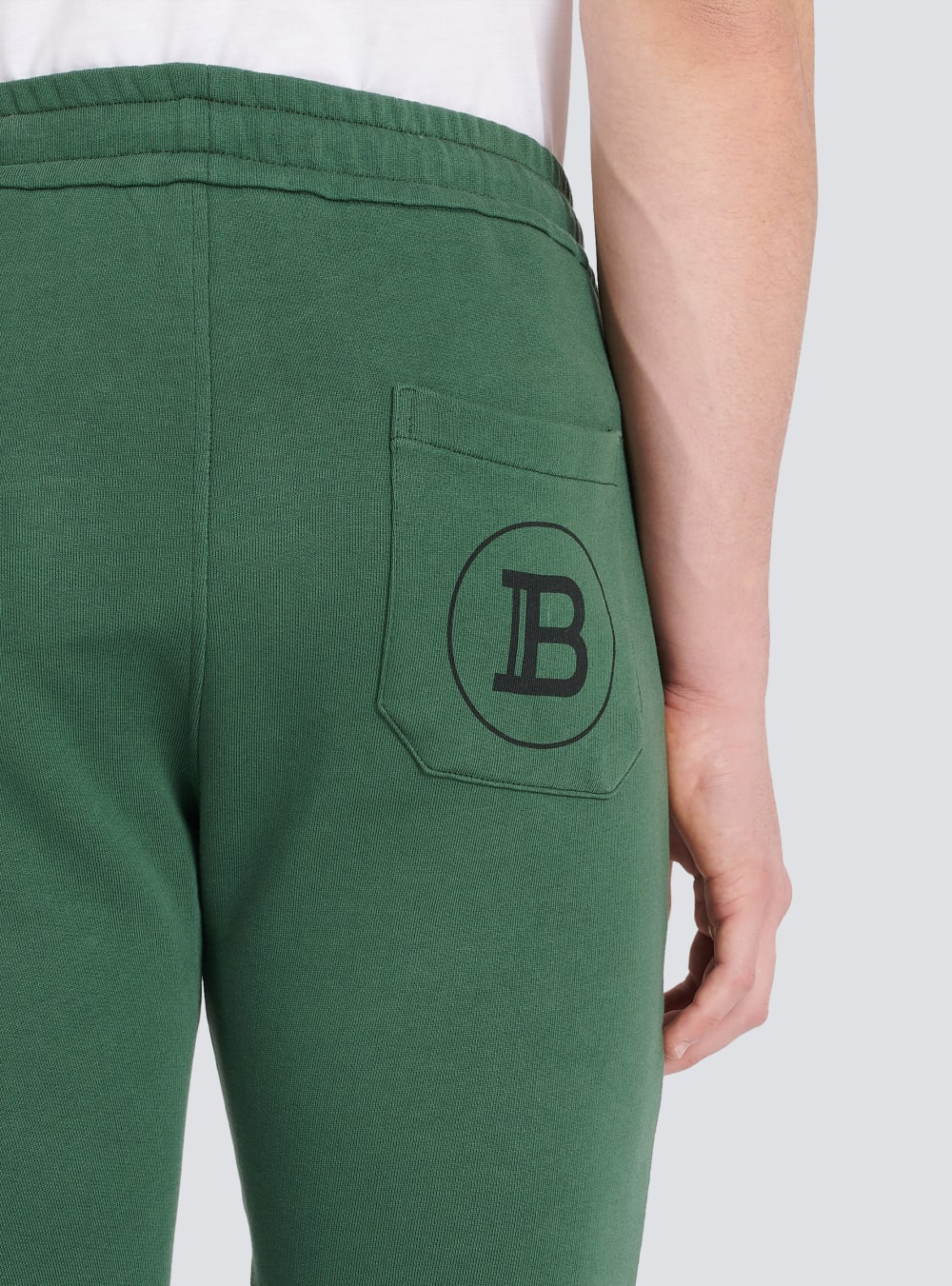 Men's Balmain Cotton With Flocked Paris Logo Sweatpants Green | USA WYA4mRpw