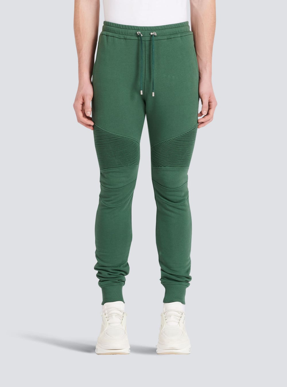 Men's Balmain Cotton With Flocked Paris Logo Sweatpants Green | USA WYA4mRpw