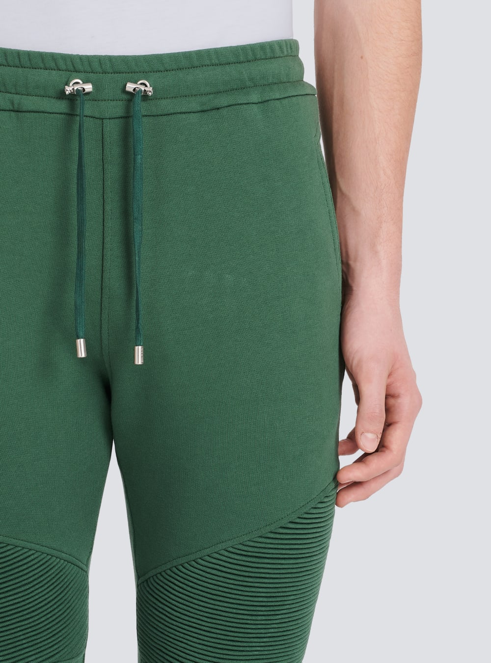 Men's Balmain Cotton With Flocked Paris Logo Sweatpants Green | USA WYA4mRpw