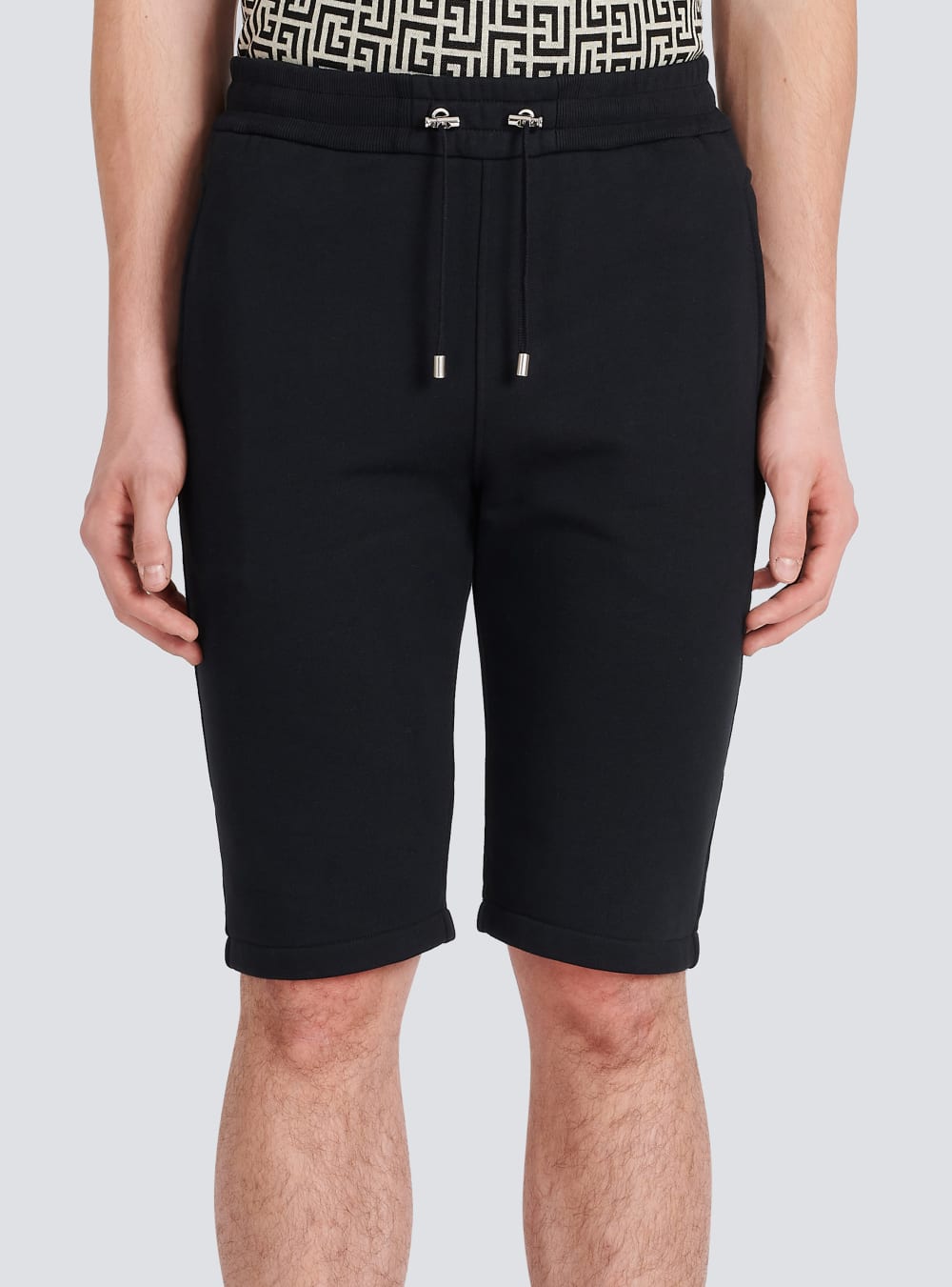 Men's Balmain Cotton With Flocked Paris Logo Shorts Black | USA WsPVXGq6