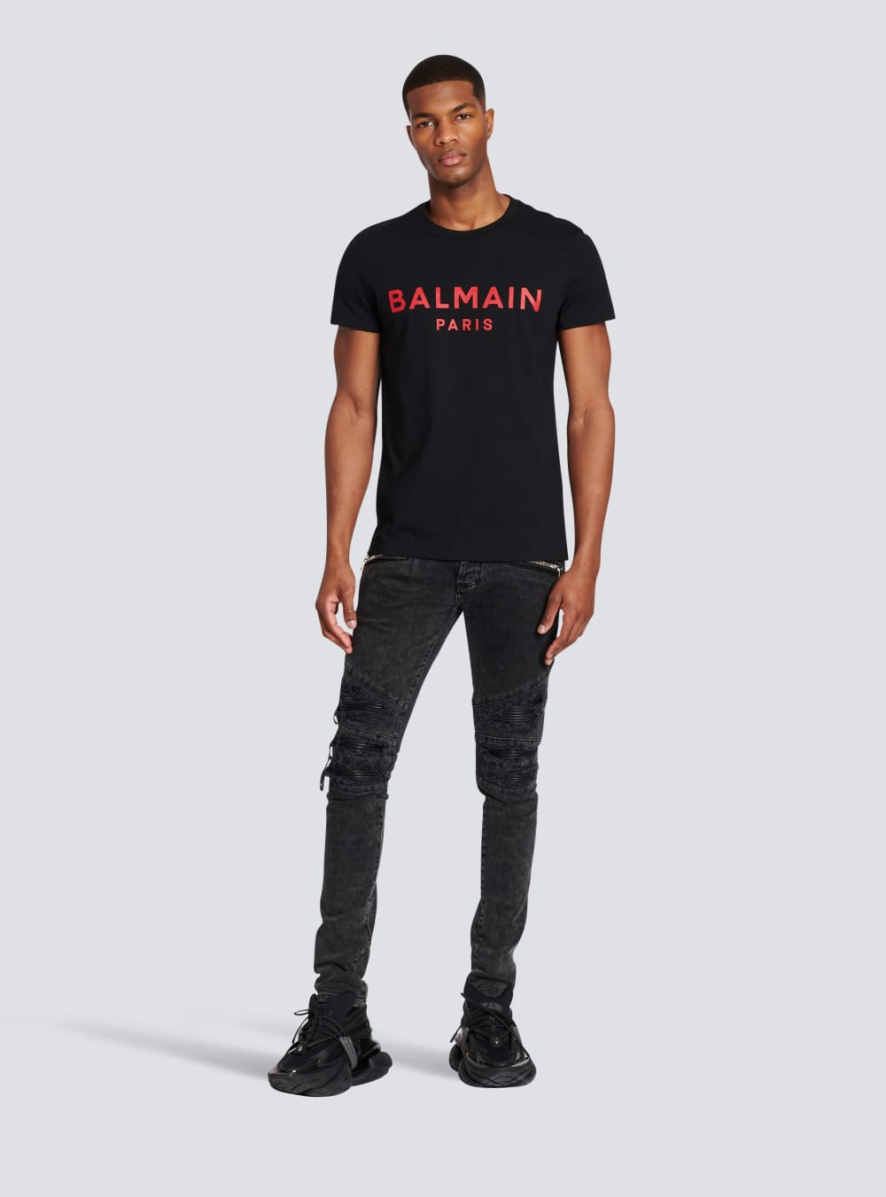 Men's Balmain Cotton With Logo Print T Shirts Black | USA 2mdQKrZw