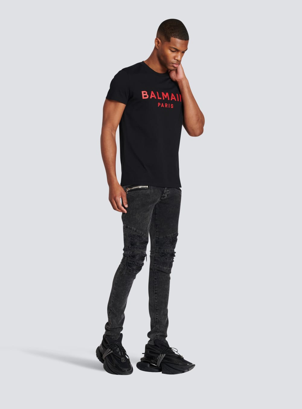 Men's Balmain Cotton With Logo Print T Shirts Black | USA 2mdQKrZw