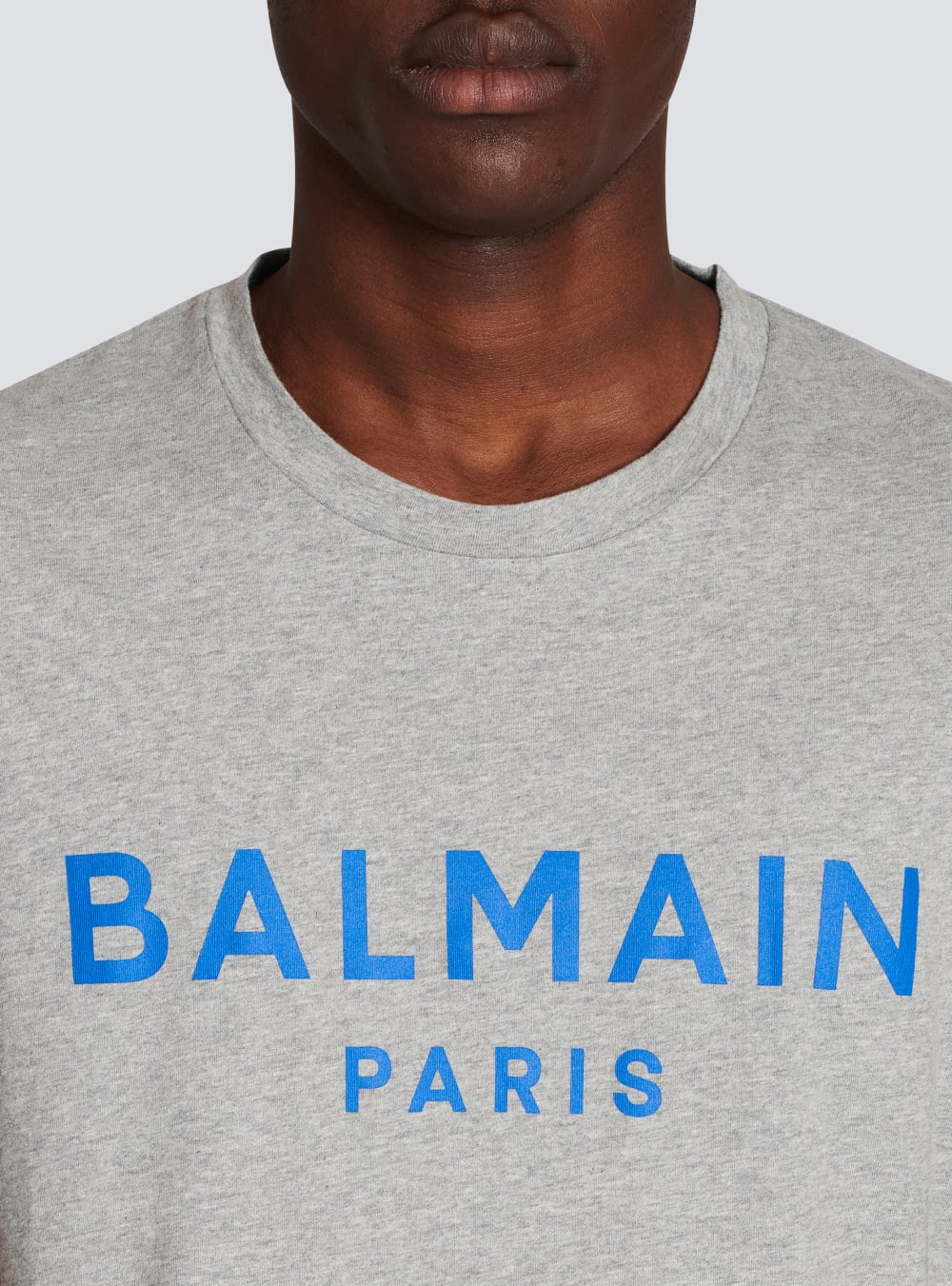 Men's Balmain Cotton With Logo Print T Shirts Grey | USA LqHj50gJ