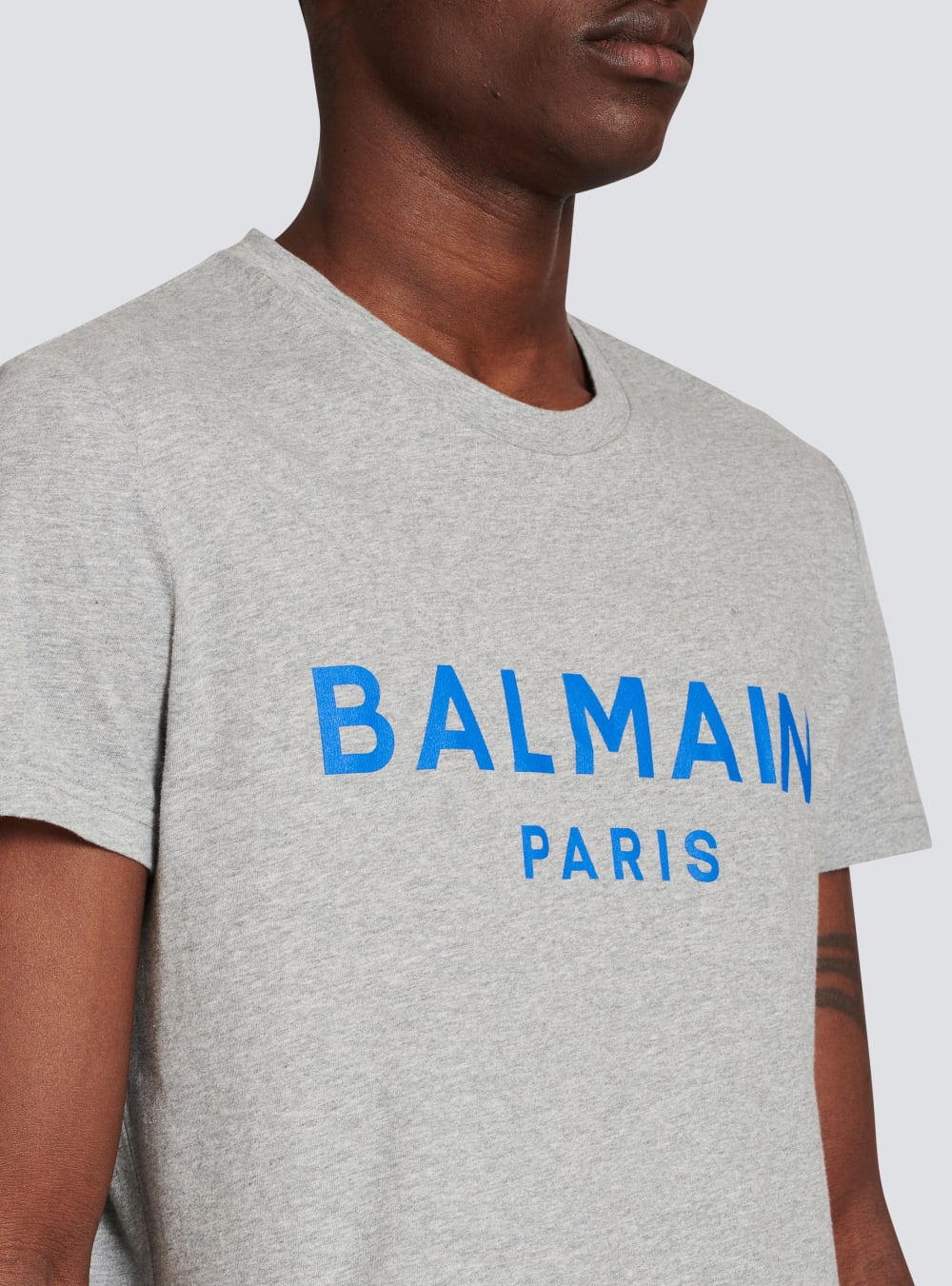 Men's Balmain Cotton With Logo Print T Shirts Grey | USA LqHj50gJ