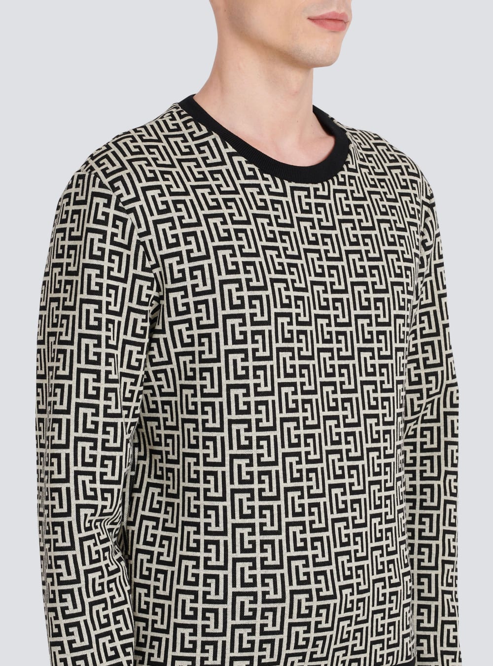 Men's Balmain Cotton With Monogram Sweatshirts Black | USA XdQpxpYL