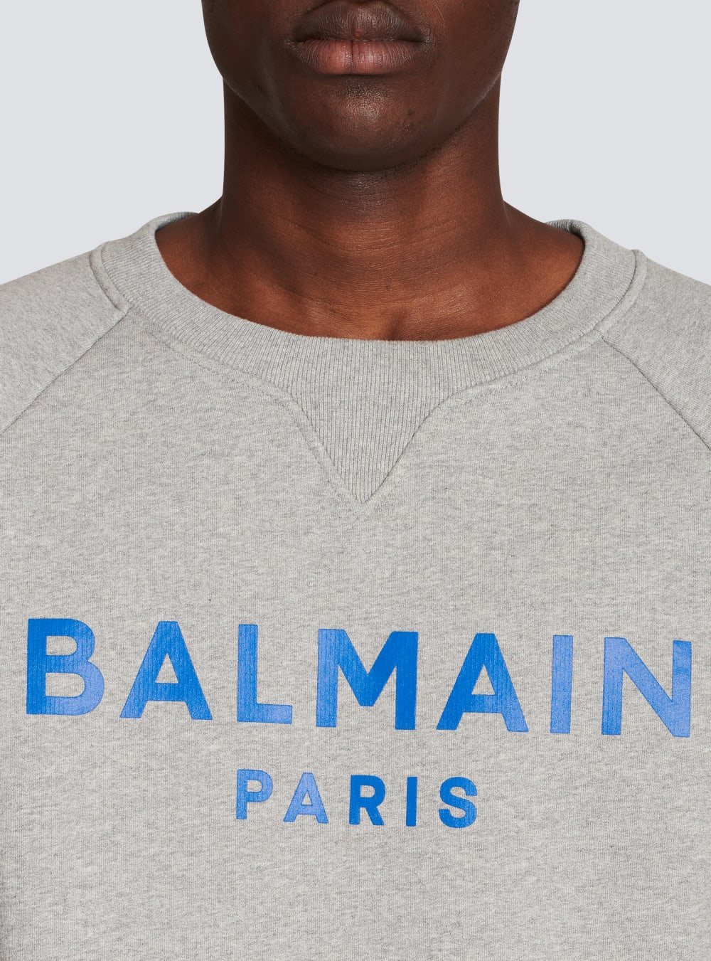 Men's Balmain Cotton With Paris Logo Print Sweatshirts Grey | USA fFtLwT4D