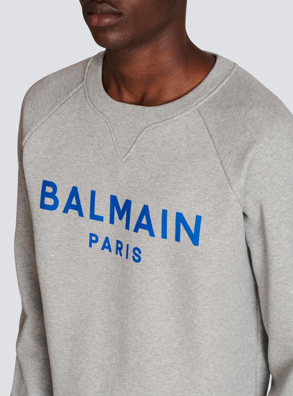 Men's Balmain Cotton With Paris Logo Print Sweatshirts Grey | USA fFtLwT4D