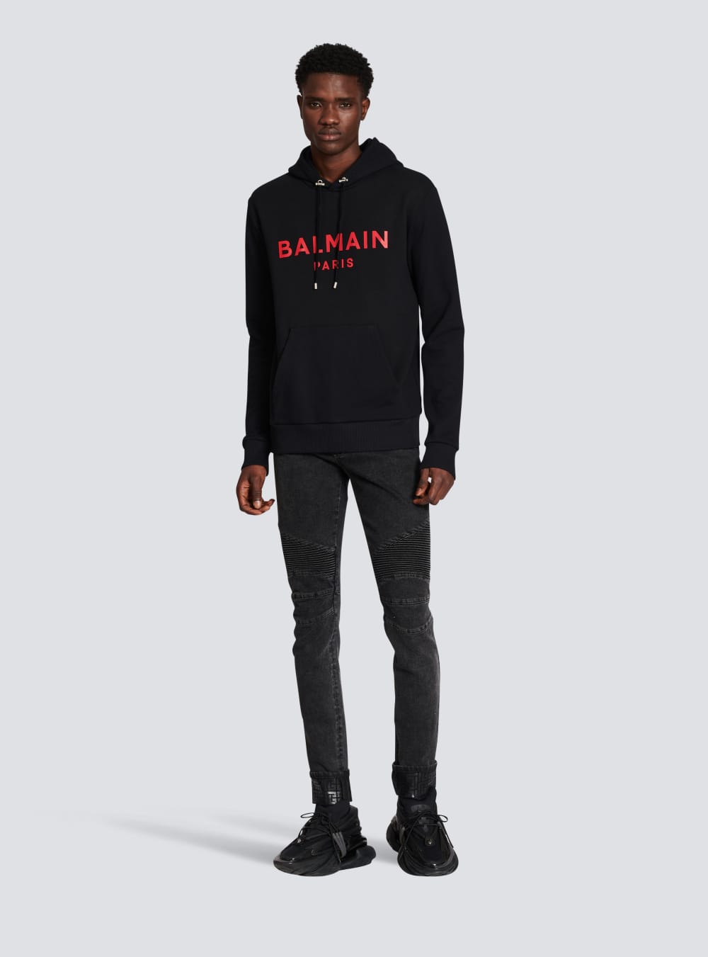 Men's Balmain Cotton With Paris Logo Print Sweatshirts Black | USA hXsBXTL0